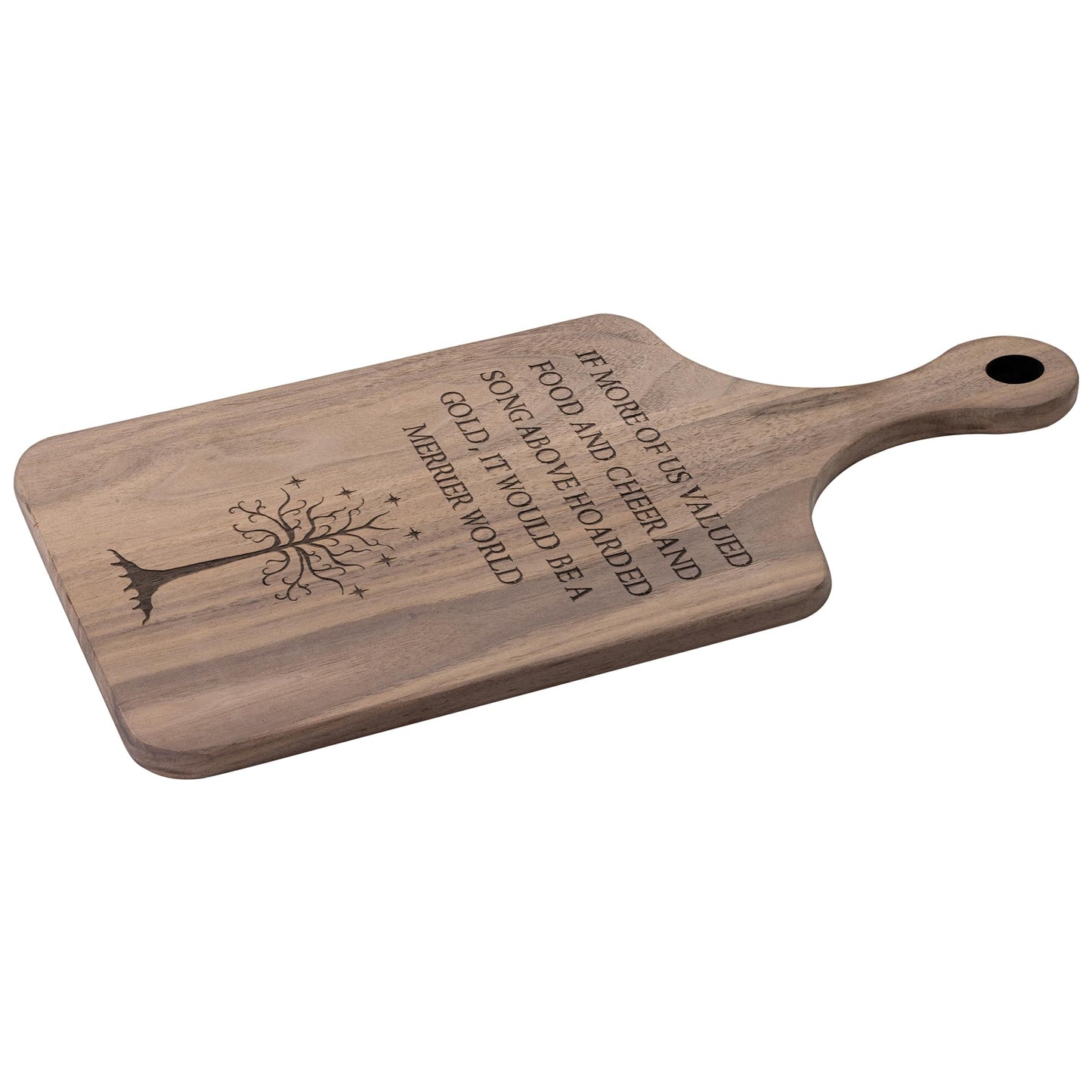 Food Cheer and Song LOTR Lord of the Rings Hardwood Cutting Board with Handle