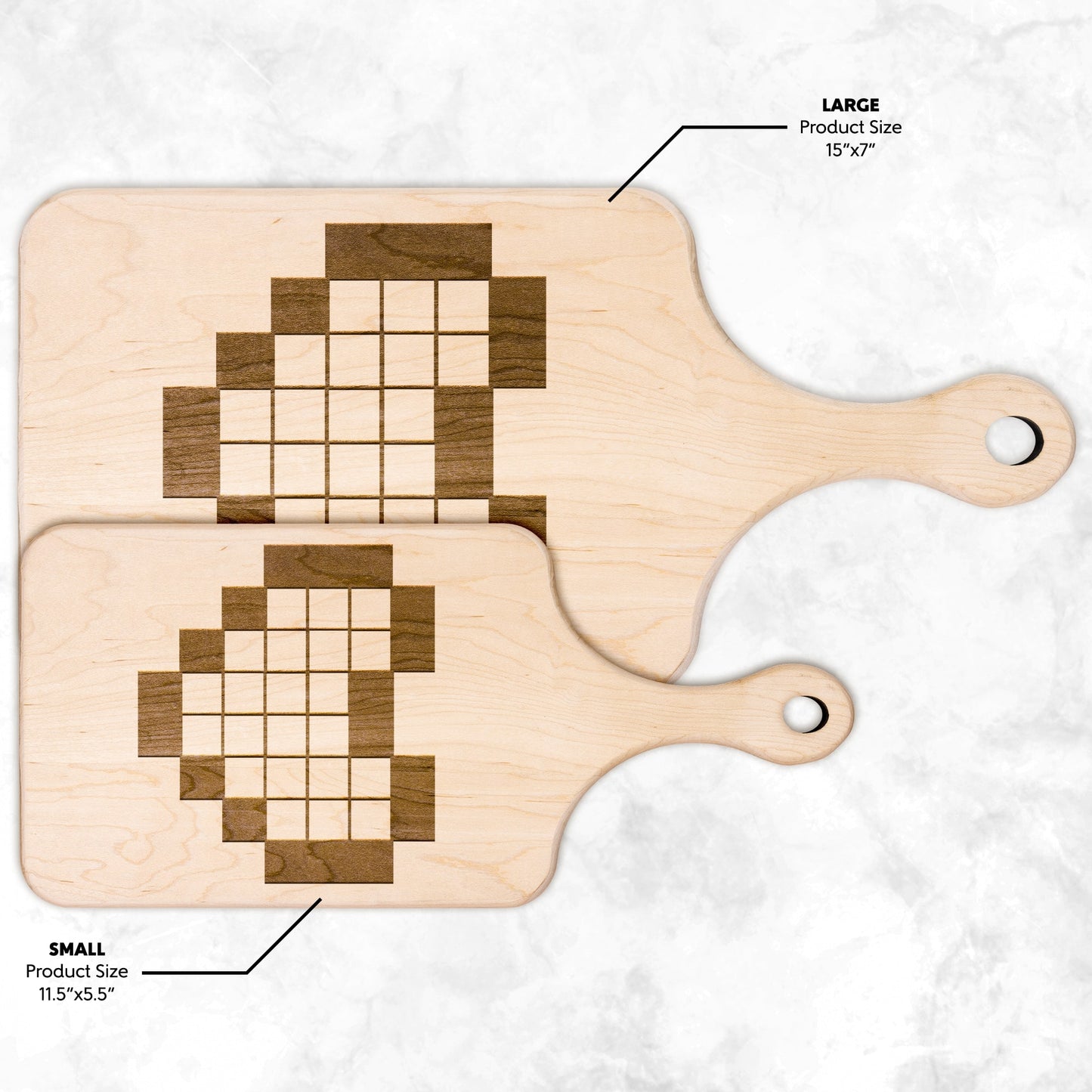 Retro Legend of Zelda 8-Bit Pixel Heart Hardwood Cutting Board with Handle