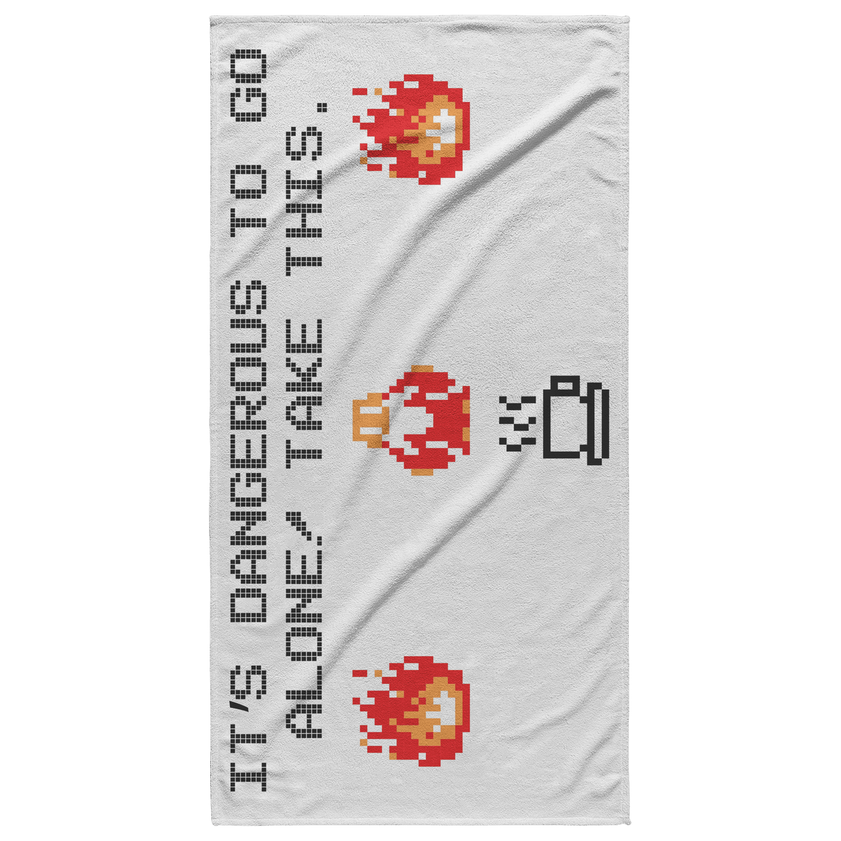 Legend of Zelda 8-Bit Dangerous to Go Alone Beach Towel for Nintendo RPG Gamers