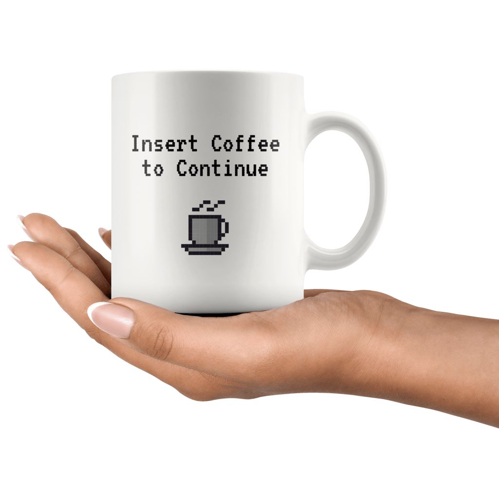 Insert Coffee to Continue Pixel Gamer Mug