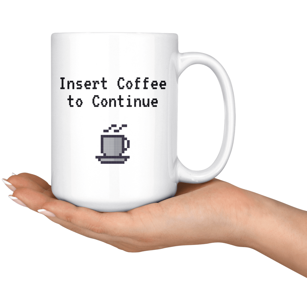 Insert Coffee to Continue Pixel Gamer Mug